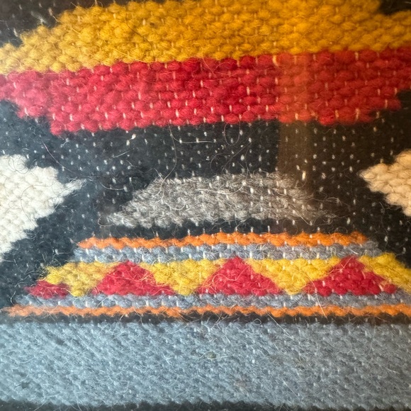 Vintage Beautiful Aztec Hand Woven Wool, Framed Tapestry,Kilim 13x13x2 - Picture 4 of 12